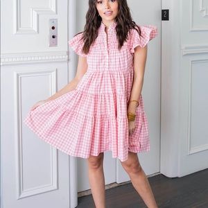 Karlie Check Pleat Boho Tier Dress